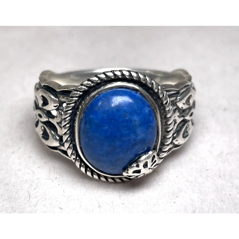 Carolyn Pollack 925 Sterling Silver Lapis Lazuli Ring Size 9.75 8g Signed